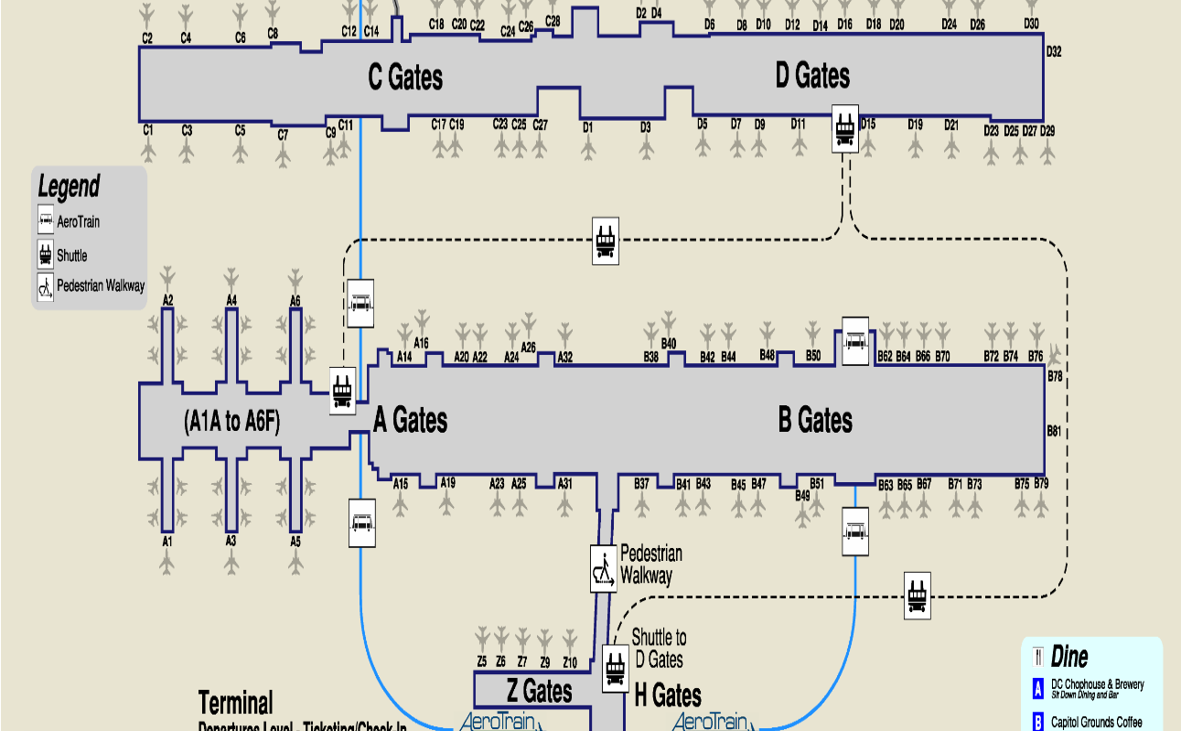Dulles Airport Map [Parking, Car, Terminals]